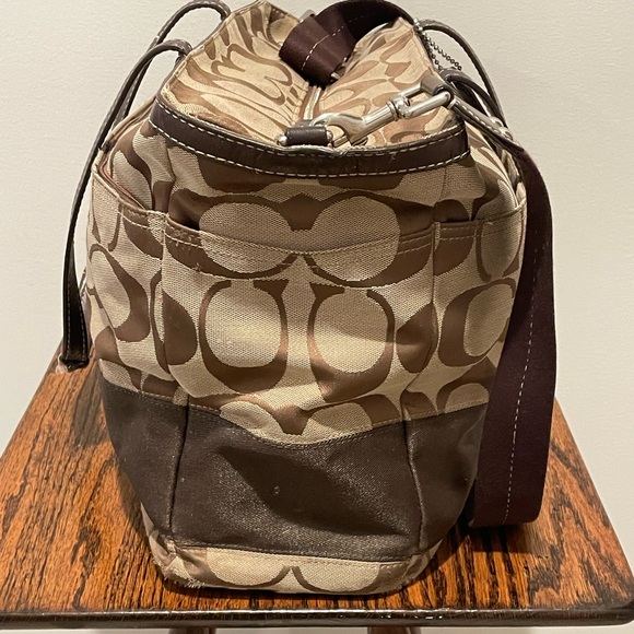 Coach Brown Signature Tote Bag And Makeup Bag - Picture 6 of 15